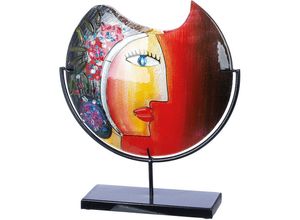 4063387520727 - Casablanca by Gilde Dekovase Glasart Deko Vase Face Cloe Höhe ca 48 cm (1 St) aus Metall und Glas handbemalt mit Fusingglaselementen bunt|rot