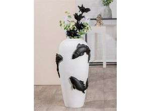 4063387528778 - Bodenvase CASABLANCA BY GILDE Vase Koi\ weiß Vasen B H T 35cm x 73cm x 35cm B35cm H73cm T35cm