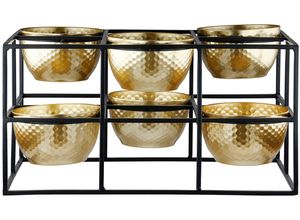 4063387557006 - Teelichthalter CASABLANCA BY GILDE 6er Teelichtleuchter Frame H14 cm gold (goldfarben) B27cm H14cm T18cm Metall Kerzenhalter