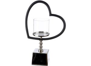 4063387578568 - Windlicht GILDE Windlicht Herz Te quiero schwarz  silberfarben silber (schwarz silberfarben) B265cm H395cm T9cm Aluminium Glas Kerzenhalter