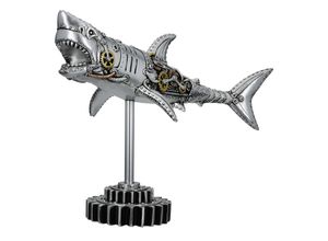 4063387588581 - Tierfigur GILDE Figur Hai Steampunk Shark silberfarben H 295 cm silber (silberfarben) B38cm H295cm T12cm Kunstharz Dekofiguren