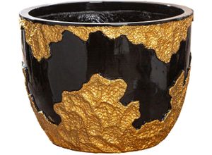 4063387590683 - Übertopf GILDE Übertopf rund Famosa goldfarben  schwarz schwarz (goldfarben schwarz) B40cm H30cm T40cm Ø40cm Pflanzgefäße