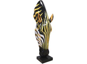 4063387600955 - Tierfigur GILDE Skulptur Zebra Zebrakopf orange  schwarz  weiß H 50 cm orange schwarz weiß B19cm H50cm T17cm Kunstharz Marmor Dekofiguren
