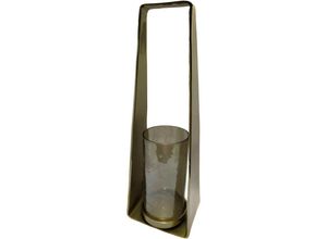 4063387678718 - Windlicht GILDE Kerzenhalter Trento Kerzenhalter Gr B H T 20cm x 61cm x 14cm goldfarben 1-flammig aus Aluminium und Glas Breite ca 20 cm