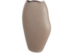 4063387692318 - Casablanca by Gilde Tischvase Helena Dekovase (1 St) Vase aus Aluminium mit geschwungenem Rand Höhe ca 33 cm beige|braun