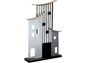 4063387843086 - Dekoobjekt CASABLANCA BY GILDE Standrelief Haus Metropolitan grau  schwarz H 475 cm grau (grau schwarz) B31cm H475cm T8cm Metall Dekofiguren
