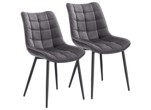 4063425000396 - Esszimmerstühle 2er Set Küchenstuhl Polsterstuhl Wohnzimmerstuhl Sessel mit Rückenlehne Sitzfläche aus Samt Metallbeine Dunkelgrau - dunkelgrau