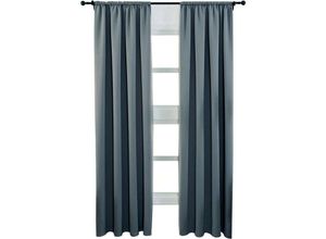 4063425007234 - Woltu - 2er Set Gardine blickdicht 250 g m² mit Kräuselband schiefer grau 168x229 cm - schiefer grau