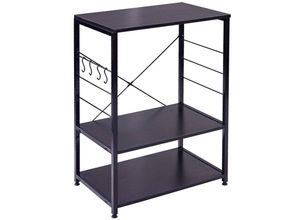 4063425014379 - Woltu - Küchenregal Standregal Mikrowellenhalter Bäcker Regal Metallregal aus Holz und Stahl mit 3 Ablagen ca 60 x 40 x 82 cm schwarz - schwarz