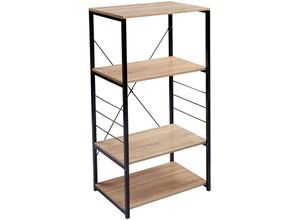 4063425014386 - Küchenregal Standregal Mikrowellenhalter Bäcker Regal Metallregal aus Holz und Stahl mit 4 Ablagen ca 60 x 40 x 124 cm Hell Eiche + Schwarz