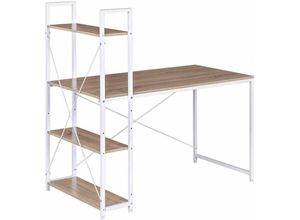 4063425015253 - Woltu - Schreibtisch Computertisch Büromöbel pc Tisch Bürotisch Arbeitstisch aus Holz und Stahl mit Ablage ca 120x64x120 cm Heller Eiche+weiß