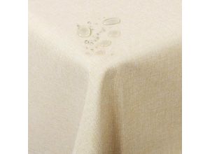 4063425025290 - Tischdecke aus Leinen in Champagner champagner 130x220cm - champagner - Woltu