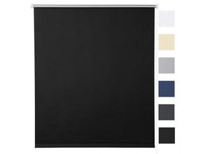 4063425042051 - Woltu - Verdunklungsrollo Thermorollo Klemmfix ohne Bohren Schwarz schwarz 120X210cm(BxH) - schwarz