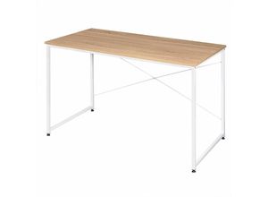 4063425044550 - Woltu - Schreibtisch Computertisch Büromöbel pc Tisch Bürotisch Arbeitstisch aus Holz und Stahl ca120x60x70 cm Weiß+Hell Eiche - Weiß+Hell Eiche