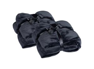 4063425044987 - Kuscheldecke flauschig warm Decke 150x200 cm 2er Set Fleecedecke Schwarz Winter super weiche Flanell Decke als Sofadecke Couchdecke Sofaüberwurf