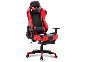 4063425045649 - Gaming Stuhl Racing Stuhl Bürostuhl Chefsessel Schreibtischstuhl Sportsitz mit Kopfstütze und Lendenkissen Armlehne verstellbar mit Fußstütze