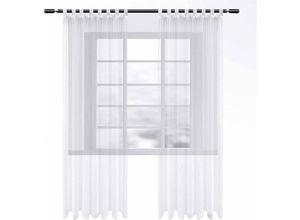 4063425051718 - 2 Stücke Gardinen transparent mit Schlaufen Vorhang Voile Tüll weiß 140 x 175 cm - weiß - Woltu