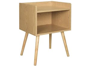 4063425052739 - Nachttisch Nachtkommode Nachtschrank Beistelltisch Sofatisch mit Offenem Fach mit Beinen Holz Hell Eiche 46x38x60cm(BxTxH)