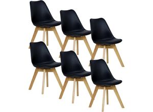 4063425061380 - Woltu - 6er Set Esszimmerstühle Küchenstuhl Design Stuhl Esszimmerstuhl Kunstleder Holz Sitzfläche aus Kunstleder Schwarz