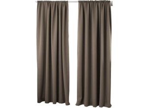 4063425062349 - 2er Set Gardine blickdicht 250 g m² mit Kräuselband Taupe 135x245 cm - Taupe - Woltu