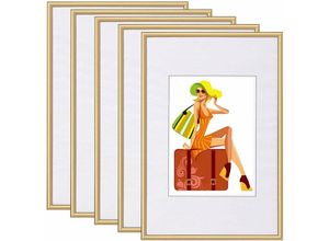 4063425077992 - 5er Set Bilderrahmen Kunststoff New Lifestyle gold 28x35cm - gold - Woltu