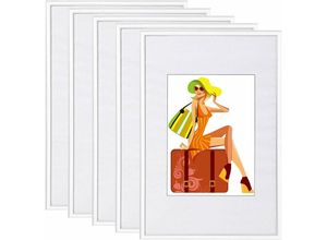 4063425078173 - Woltu - 5er Set Bilderrahmen Kunststoff New Lifestyle weiß 28x35cm - weiß