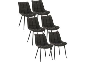 4063425084075 - 6 x Esszimmerstühle 6er Set Esszimmerstuhl Küchenstuhl Polsterstuhl Design Stuhl mit Rückenlehne mit Sitzfläche aus Kunstleder Gestell aus