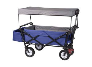 4063425085461 - Bollerwagen faltbar Handwagen Gartenwagen mit Dach Rollen mit Bremse Strandwagen mit Sonnenschutz für Garten Camping Kinder 80 kg belastbar Blau