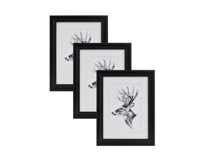 4063425088608 - 3er Set 40x50cm Bilderrahmen Artos Stil Holz Rahmen Fotogalerie Glasscheibe Schwarz - schwarz - Woltu