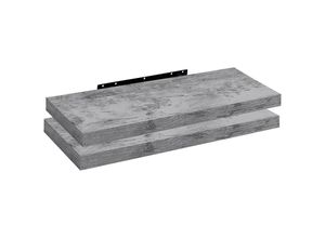 4063425089667 - 2er Set Wandregal Bücherregal Deko Wandablagen mdf Holz Hängeregal Grau Eiche 110x229x38cm - Grau Eiche - Woltu