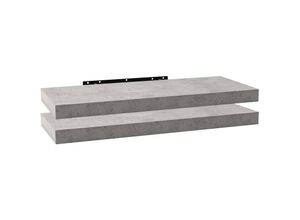 4063425089681 - 2er Set Wandregal Bücherregal Deko Wandablagen mdf Holz Hängeregal Hell Zement 60x229x38cm - Hell Zement - Woltu