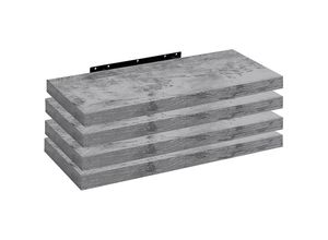 4063425089926 - 4er Set Wandregal Bücherregal Deko Wandablagen mdf Holz Hängeregal Grau Eiche 110x229x38cm - Grau Eiche - Woltu