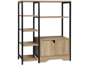 4063425090861 - Standregal Bücherregal Bücherschrank Küchenregal Büroregal Schuhregal Eisenrahmen Regal mit offenem Stauraum und Schrank für Büro Wohnzimmer mdf