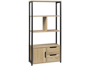 4063425090878 - Standregal Bücherregal mit Schrank 58x24x120cm eiche hell - eiche hell - Woltu