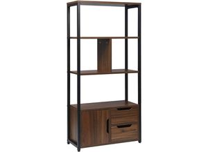 4063425090885 - Standregal Bücherregal mit Schrank 58x24x120cm dunkelbuche - dunkelbuche - Woltu