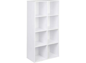 4063425096818 - Bücherregal 8 Fächer Standregal Weiß freistehendes Würfelregal Büroregal Aktenregal Aufbewahrungsregal Raumteiler 60x121x295 cm (BxHxT) - Woltu