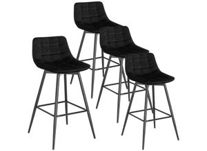 4063425105046 - 4er Set Barhocker Barstuhl Hocker Tresenhocker Bistrohocker Design Stuhl Samt Metall Schwarz - schwarz - Woltu