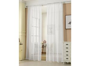 4063425123170 - Gardinen transparent mit Kräuselband Vorhang Leinenoptik Halbtransparent Voile Leinenvorhang Stores Fensterschal Dekoschal Wohnzimmer Kinderzimmer