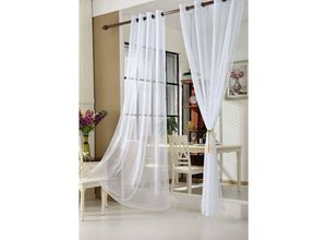 4063425124009 - 2 Stücke Vorhänge & Gardine transparent mit Ösen weiß 140x145 cm - weiß - Woltu