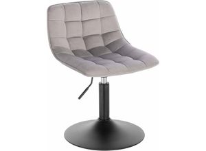 4063425125655 - 1x Barhocker aus Samt 360° Drehstuhl mit Lehne verstellbarer Sitzhocker Stuhl Arbeitshocker Bürohocker Esszimmerstuhl Schminkhocker Hellgrau - Woltu