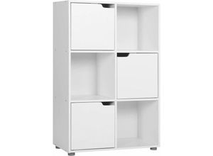 4063425129387 - Woltu - Bücherregal Bücherschrank Standregal Aufbewahrungregal Raumteiler Büroregal Aktenschrank mit 3 Türen 6 Fächer 29 x 91 x 596 cm Weiß