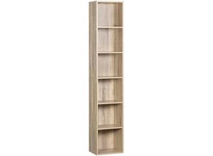 4063425129424 - Bücherregal mit 6 Fächern Würfelregal freistehend Standregal Büroregal Aufbewahrungsregal Aktenregal aus Holzwerkstoff 30x1585x24 cm(BxHxT)