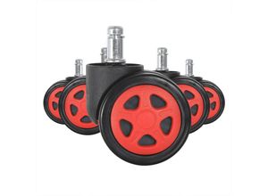 4063425131359 - Woltu - 5x Lenkrollen Gaming-Stuhl Hartboden Rollen für Bürostuhl 10x22 mm rot EZT-BS13rt-Rad-5 - rot