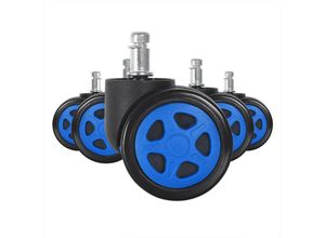 4063425131373 - Woltu - 5x Lenkrollen Gaming-Stuhl Hartboden Rollen für Bürostuhl 10x22 mm blau EZT-BS13bl-Rad-5 - blau