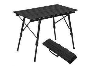 4063425135463 - Campingtisch Klapptisch aus Alu Gartentisch Balkontisch Reisetisch zusammenklappbar mit Packtasche Höhenverstellbar 90x522X(45-72) cm schwarz