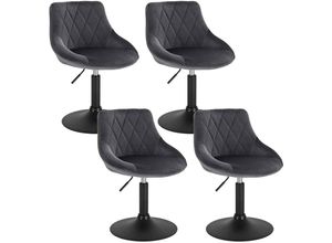 4063425135548 - Woltu - 4X Hocker Sitzhocker Barsessel Relaxsessel Loungesessel mit Rückenlehne höhenverstellbar Sitzfläche aus Samt Gestell aus Metall Dunkelgrau