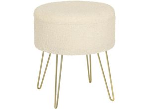 4063425138808 - Sitzhocker mit Stauraum runder Fußhocker Teddy-Fleece Metallbeine beige - beige - Woltu