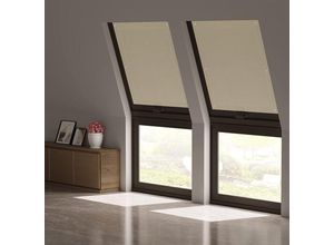 4063425138822 - Woltu - Thermo Dachfenster Rollo ohne Bohren Sonnenschutz Verdunkelungsrollo mit Saugnäpfen Thermorollo Hitzeschutz für Dachfenster 96x115 cm Beige