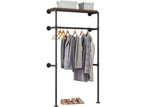 4063425139720 - Woltu - industrielle Kleiderstange WandGarderobe für begehbaren KleiderschrankKleiderständer mit Regalfür Schlafzimmer Ankleidezimmer103x187x365