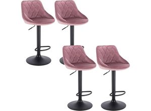 4063425146056 - Woltu - 4 x Barhocker Tresenhocker Gute gepolstert Samt Höhenverstellbar Drehbar Hocker Rosa - rosa